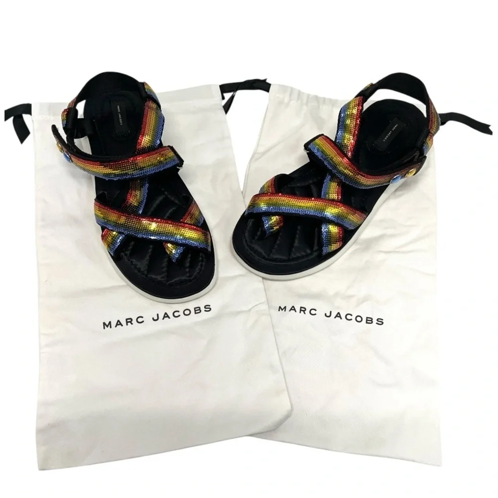 Marc Jacobs Comet Sport Rainbow Sequin Platform Sporty Outdoor Sandals Women 40 - Picture 12 of 15